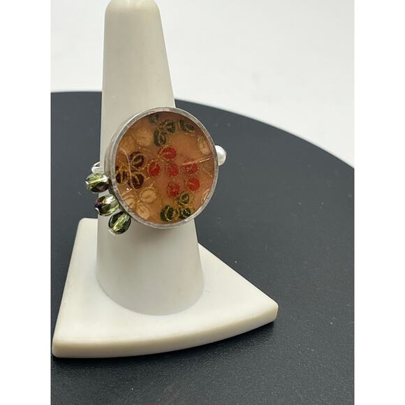 Vintage Mexican 925 Sterling Silver Pressed Flower Ring Signed AMIKO #1341 - Picture 2 of 16